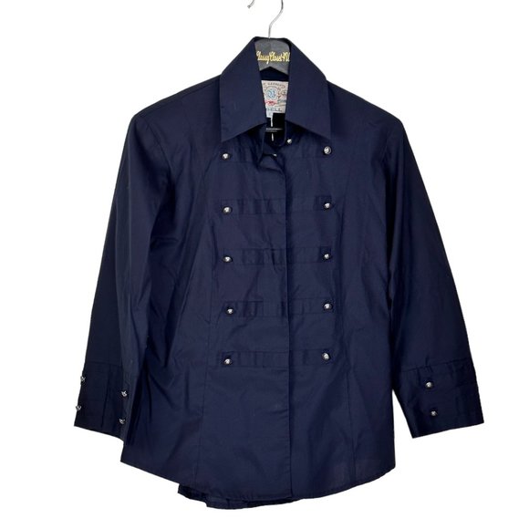 Bell Fine Garments Blue Cotton Double Breasted Shirt - Picture 1 of 5